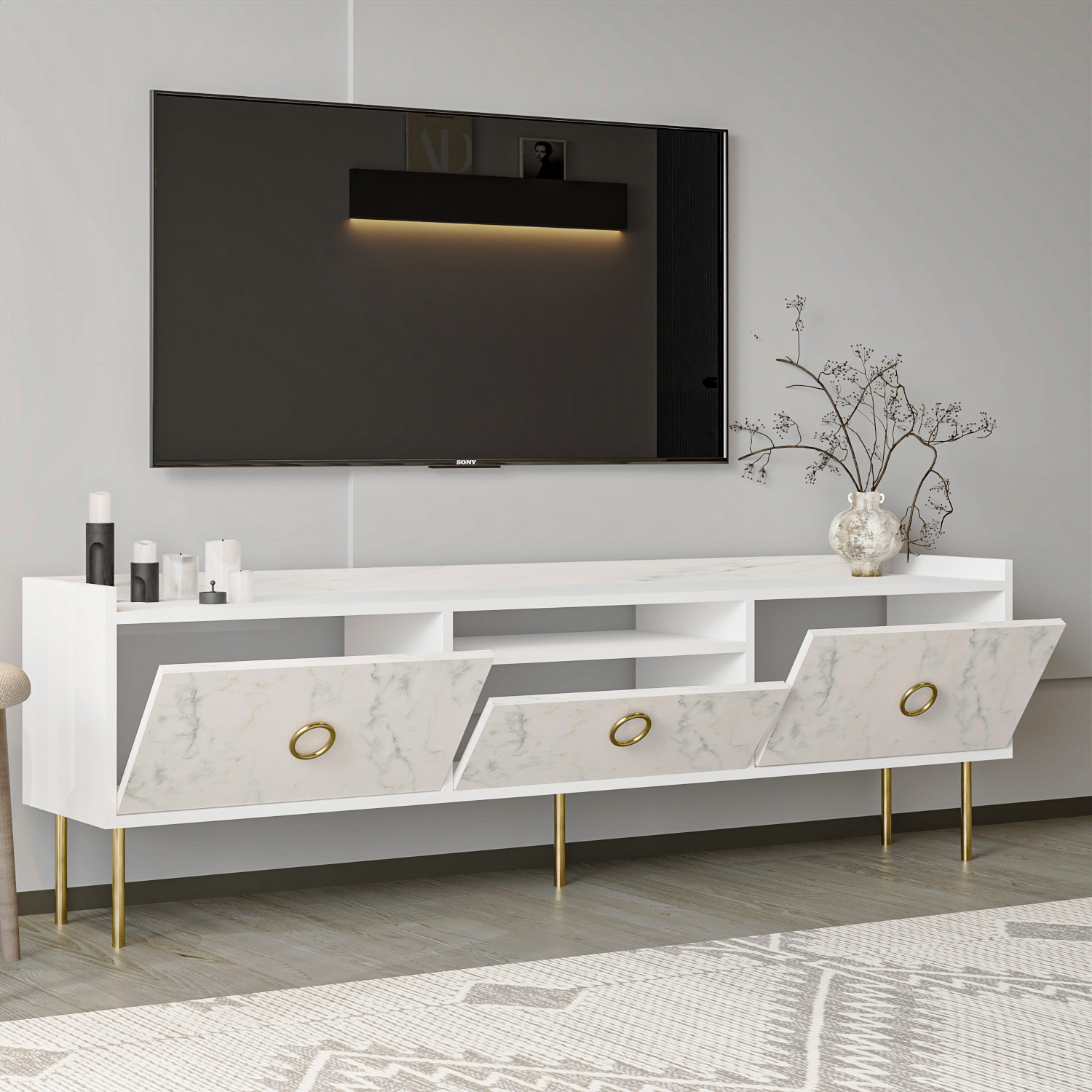 T0015 Lidya Tv Sehpası, Kapaklı - Açık Raflı T0015 Lidya Tv Sehpası, Kapaklı - Açık Raflı